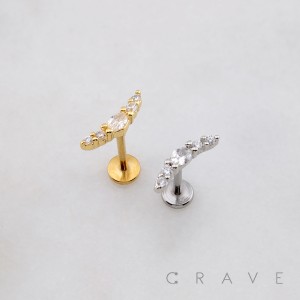 MULTI BEZEL CZ ROUND CURVED ARCH LINE THREADLESS (PUSH IN) 316L SURGICAL STEEL LABRET SET